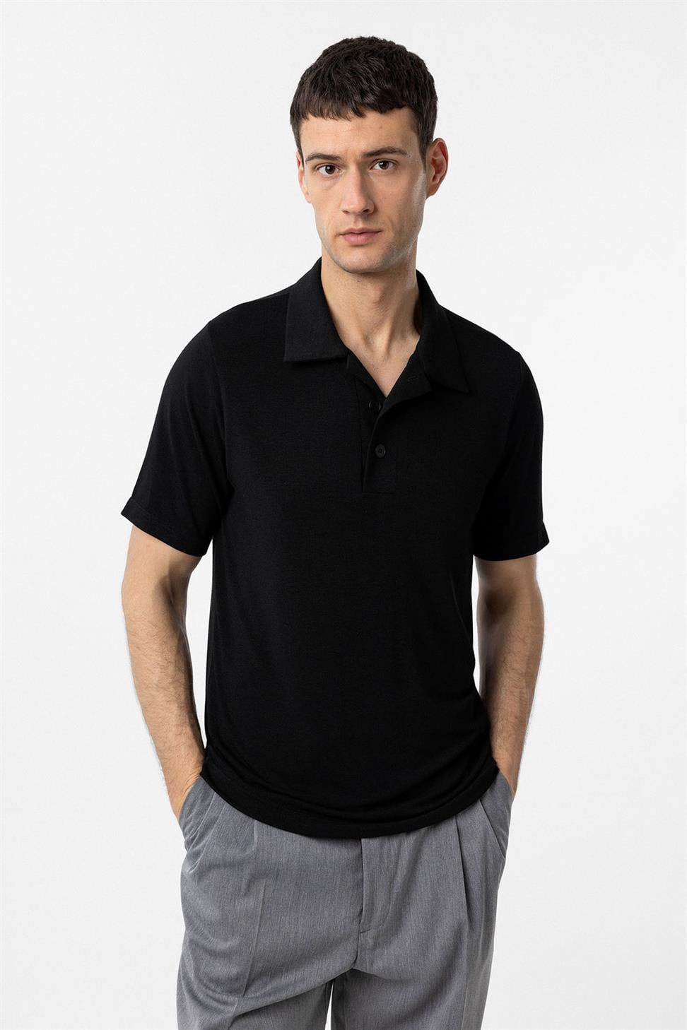 Regular Fit Polo Neck Mens T-Shirt