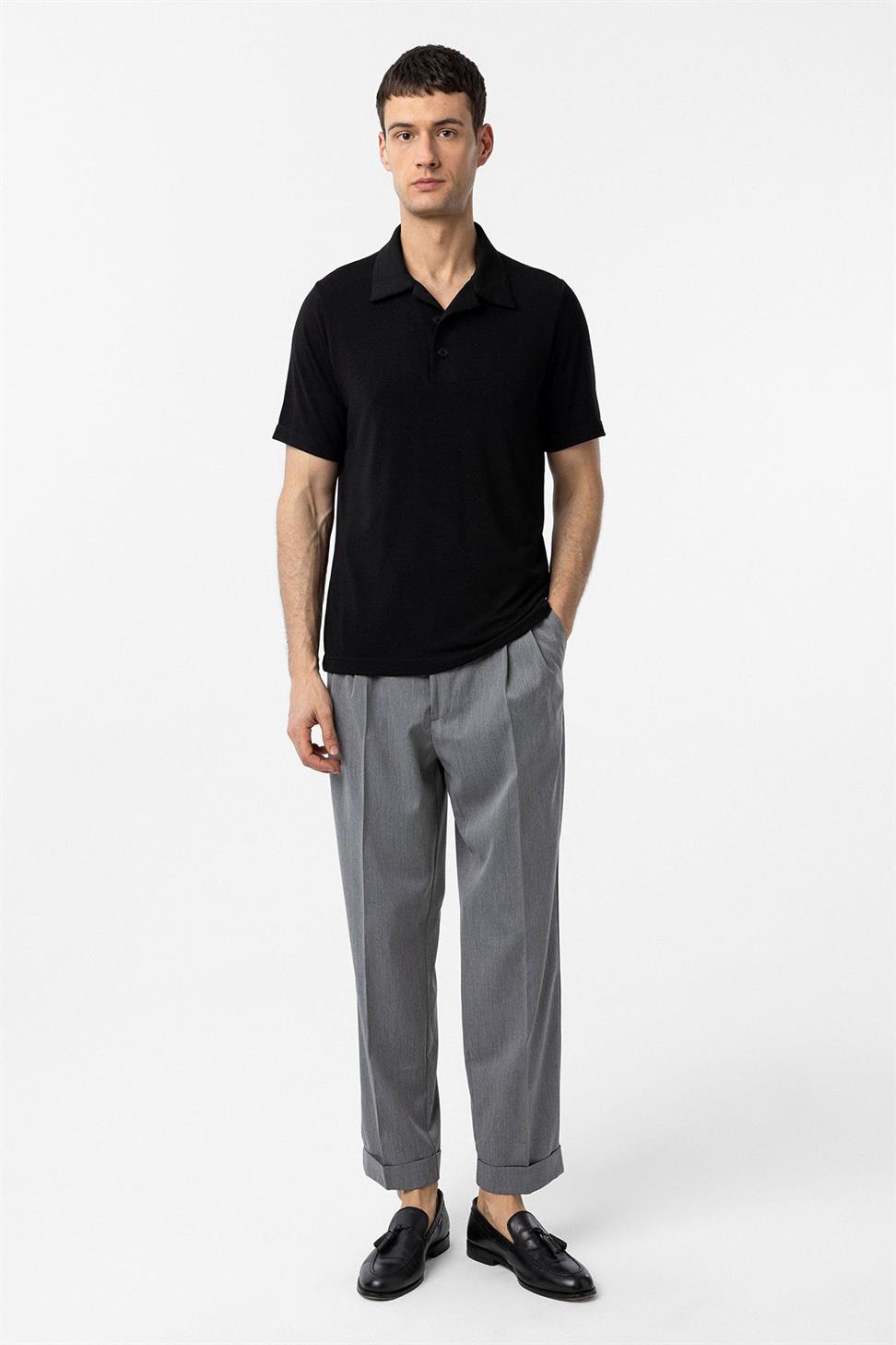 Antioch Siyah Regular Fit Polo Yaka Erkek T-Shirt