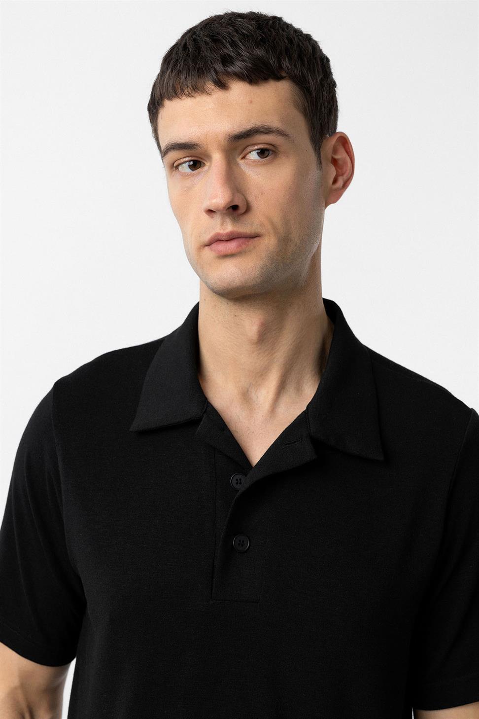 Antioch Siyah Regular Fit Polo Yaka Erkek T-Shirt