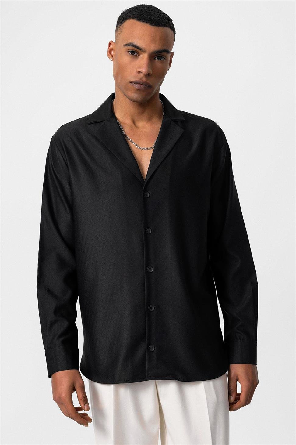 Antioch Siyah Relax Fit Erkek Gömlek