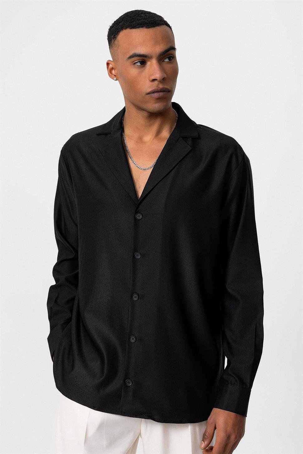 Antioch Siyah Relax Fit Erkek Gömlek
