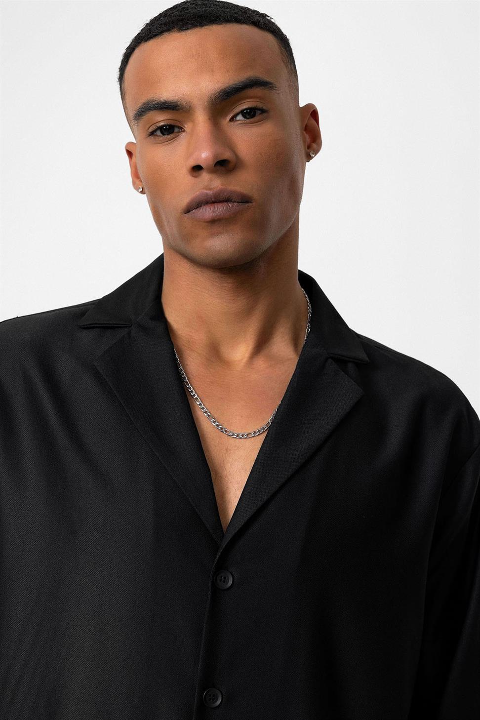 Antioch Siyah Relax Fit Erkek Gömlek