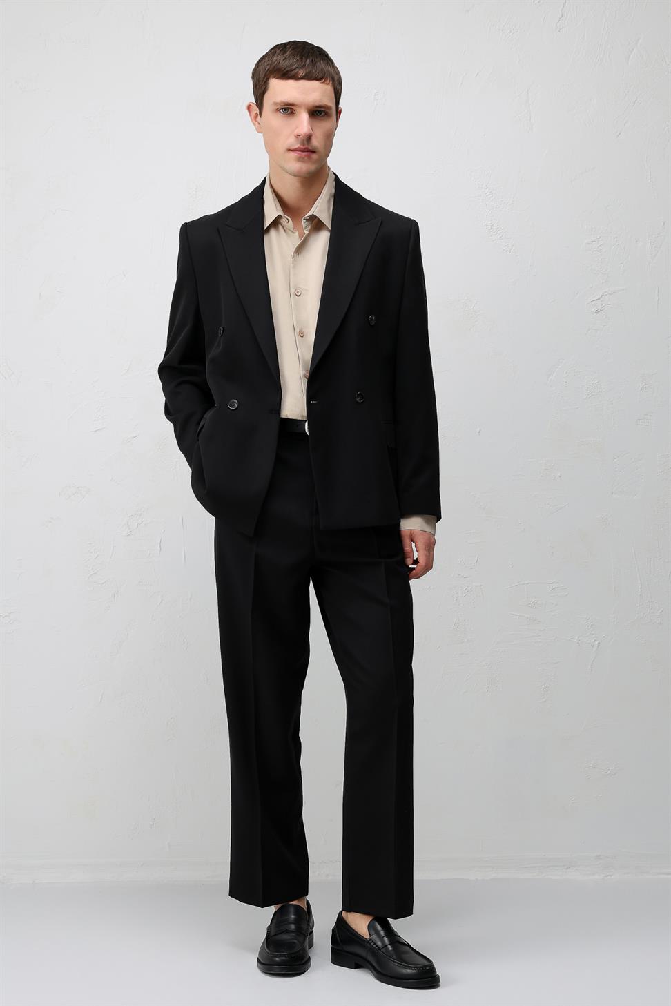 سترة بليزر رجالية مريحة بصفين من الأزرار