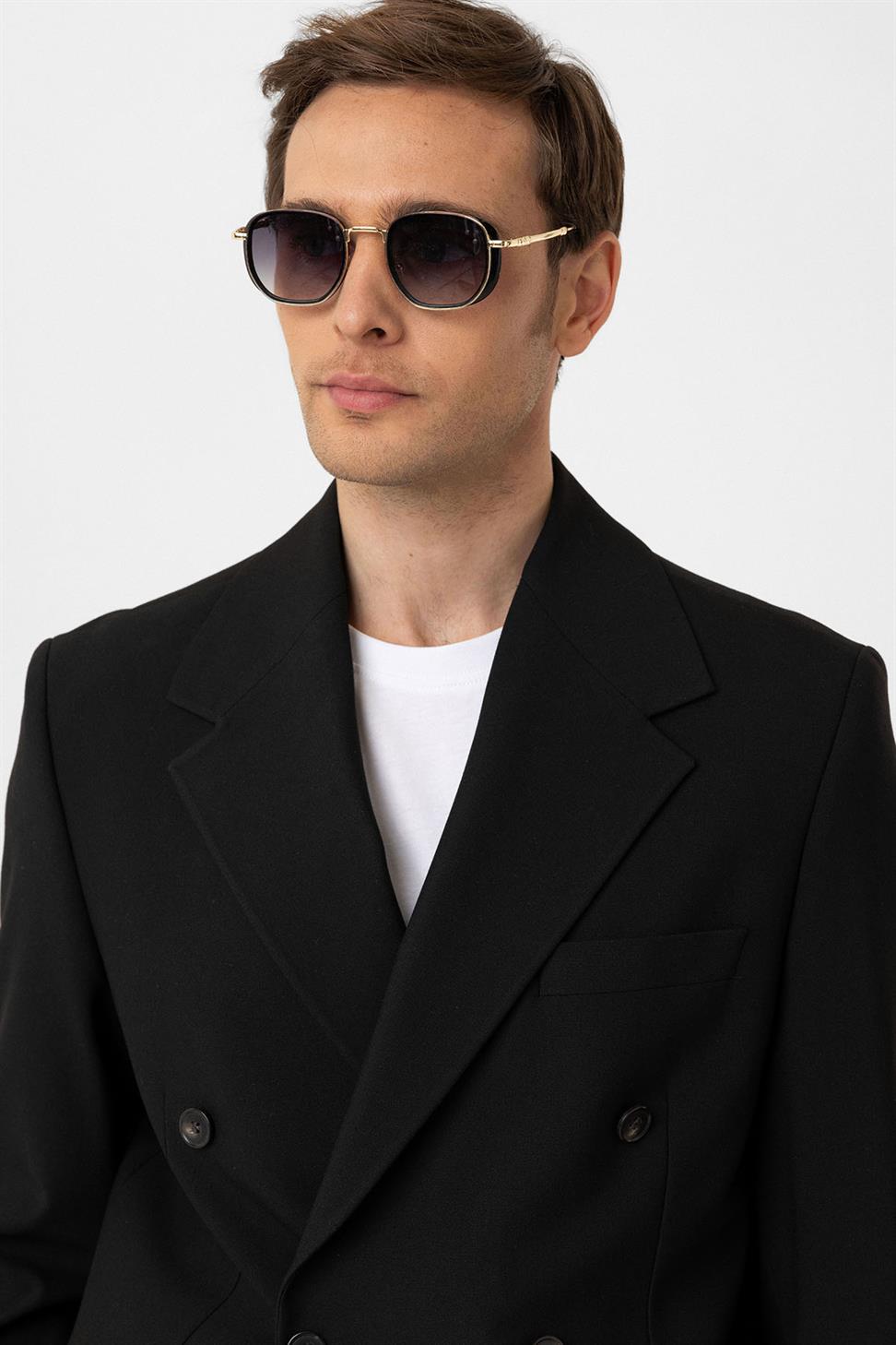 Antioch Siyah Relax Fit Kruvaze Erkek Blazer Ceket