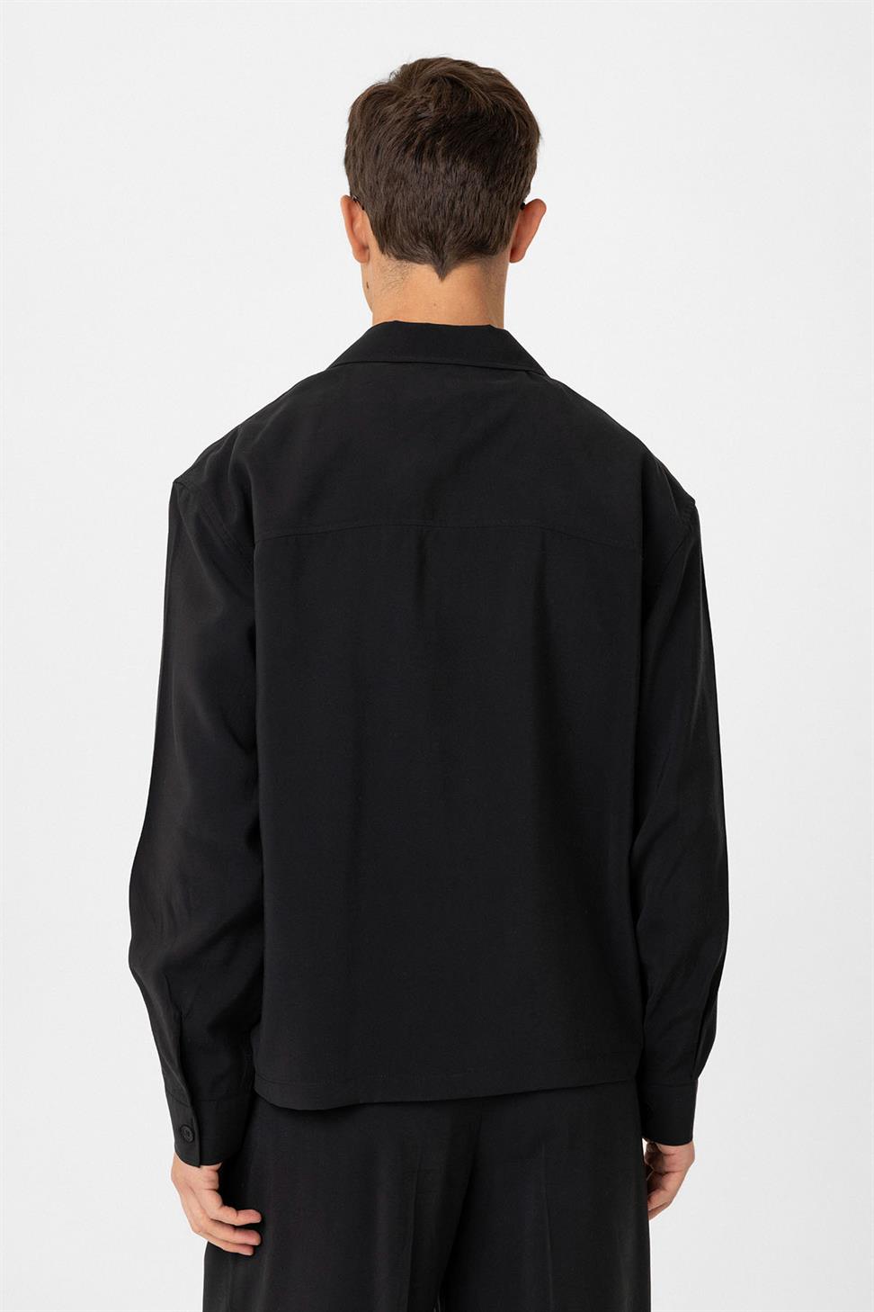 Antioch Siyah Relax Fit Modal Kumaş Erkek Gömlek