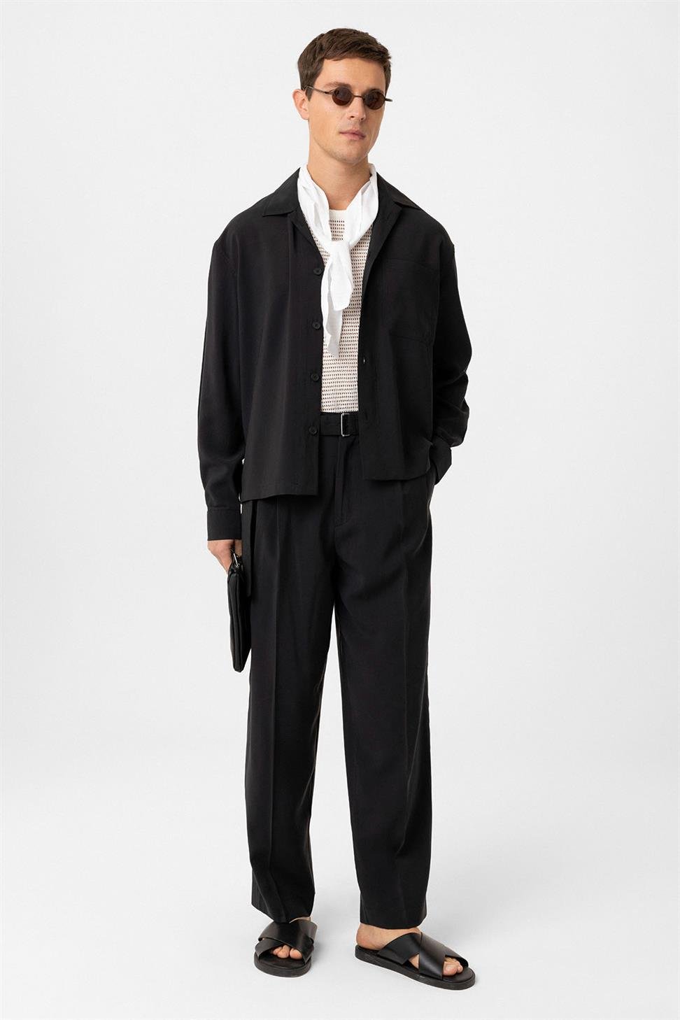 Antioch Siyah Relax Fit Modal Kumaş Erkek Gömlek