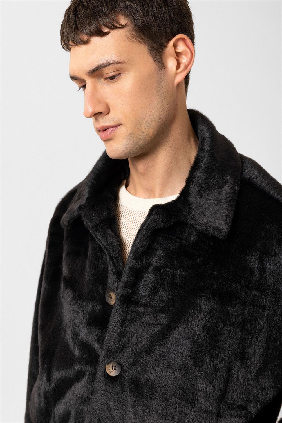 Antioch Siyah Relax Fit Yumuşak Dokulu Erkek Mont