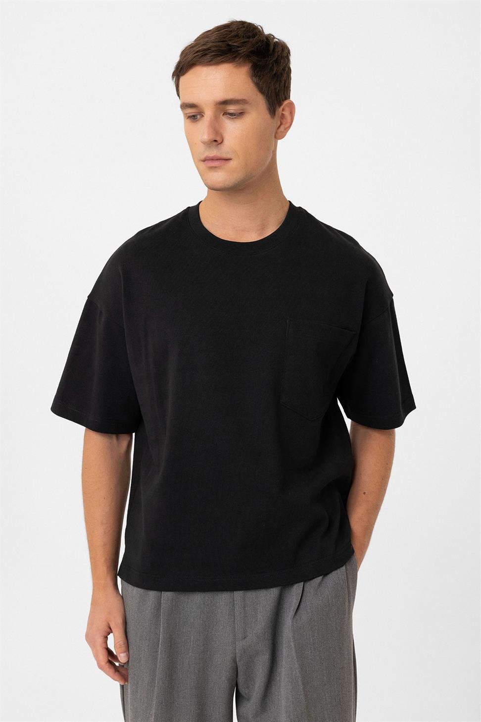 Antioch Siyah Relaxed Basic Erkek T-Shirt