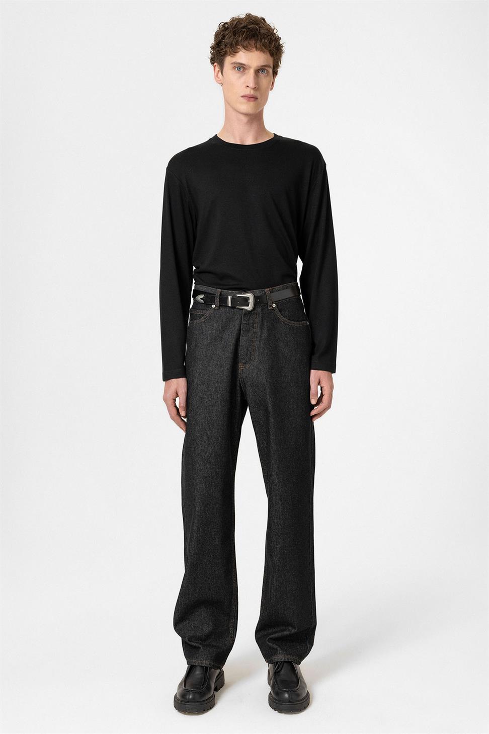 Antioch Siyah Relaxed Fit Basic Erkek T-Shirt