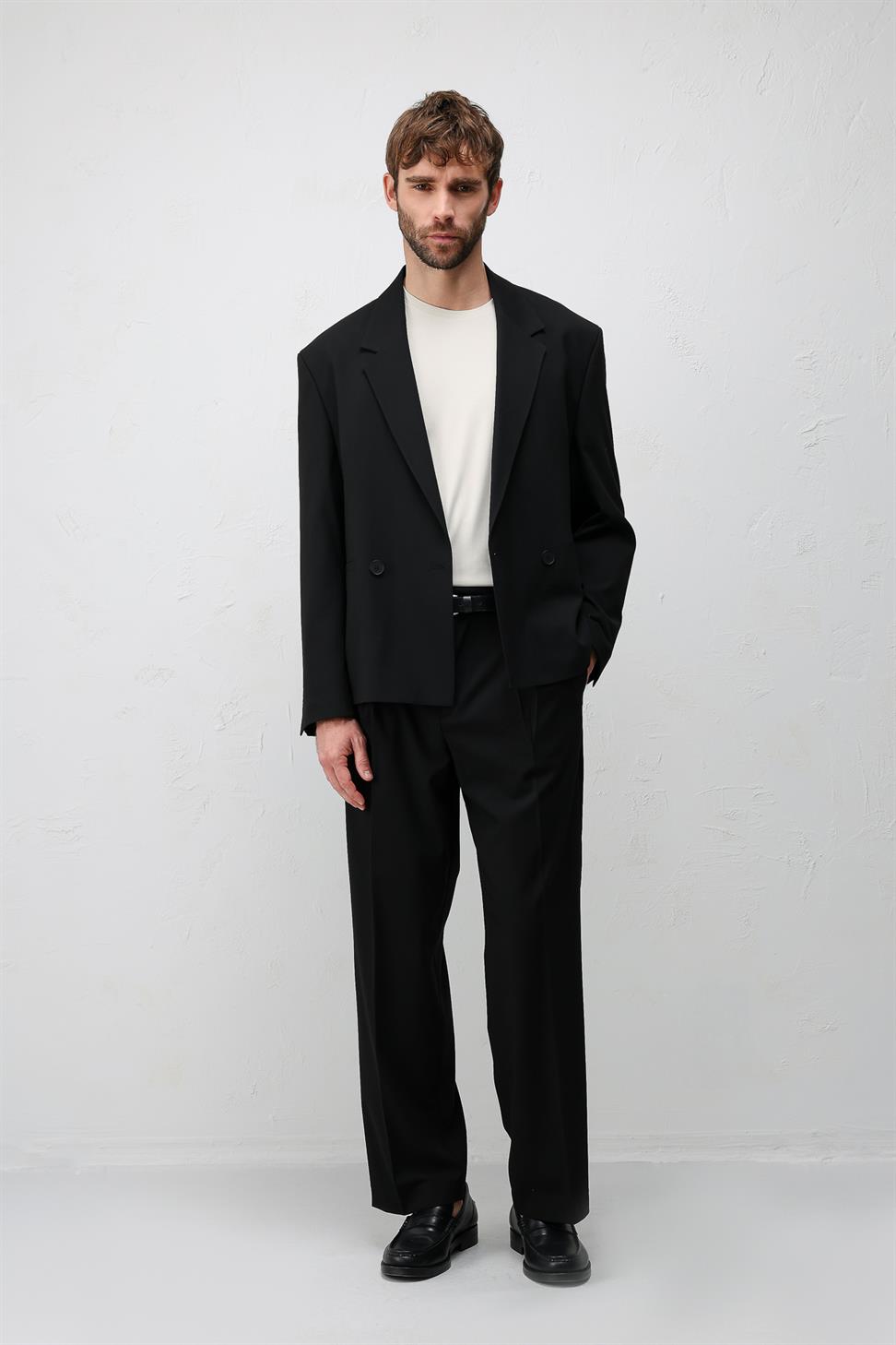 Antioch Siyah Relaxed Fit Erkek Blazer Ceket