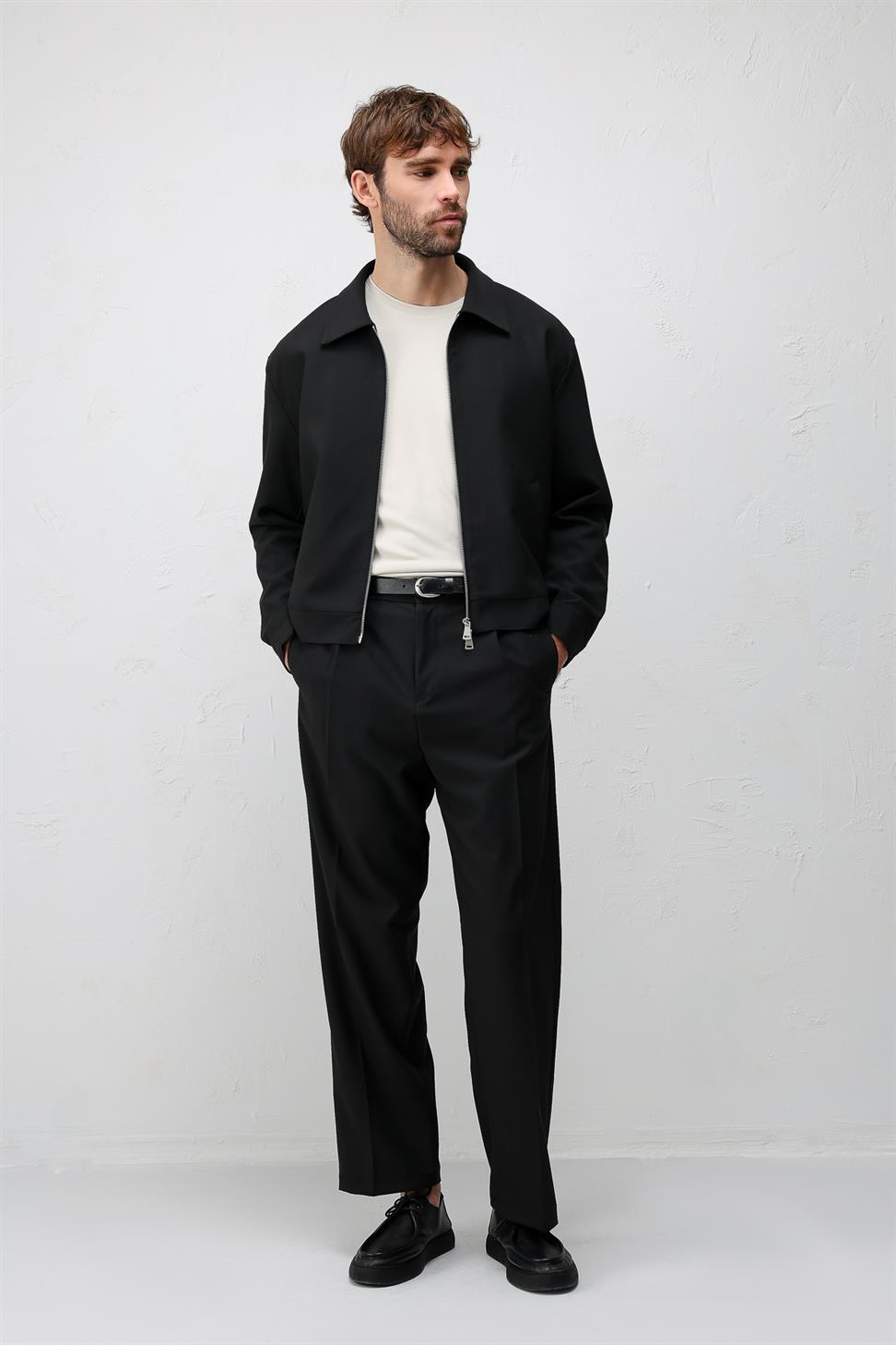 معطف رجالي مريح بزر سحاب