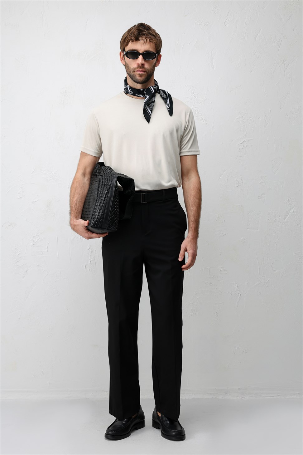 Antioch Siyah Relaxed Fit Kemerli Erkek Pantolon