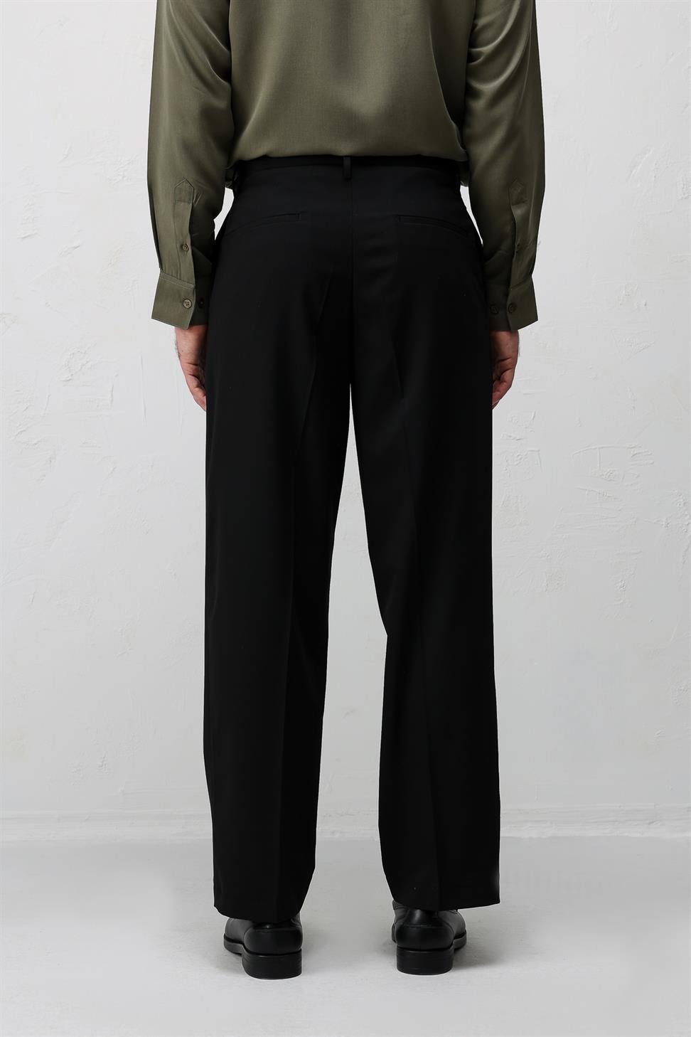 Antioch Siyah Relaxed Fit Pileli Erkek Pantolon