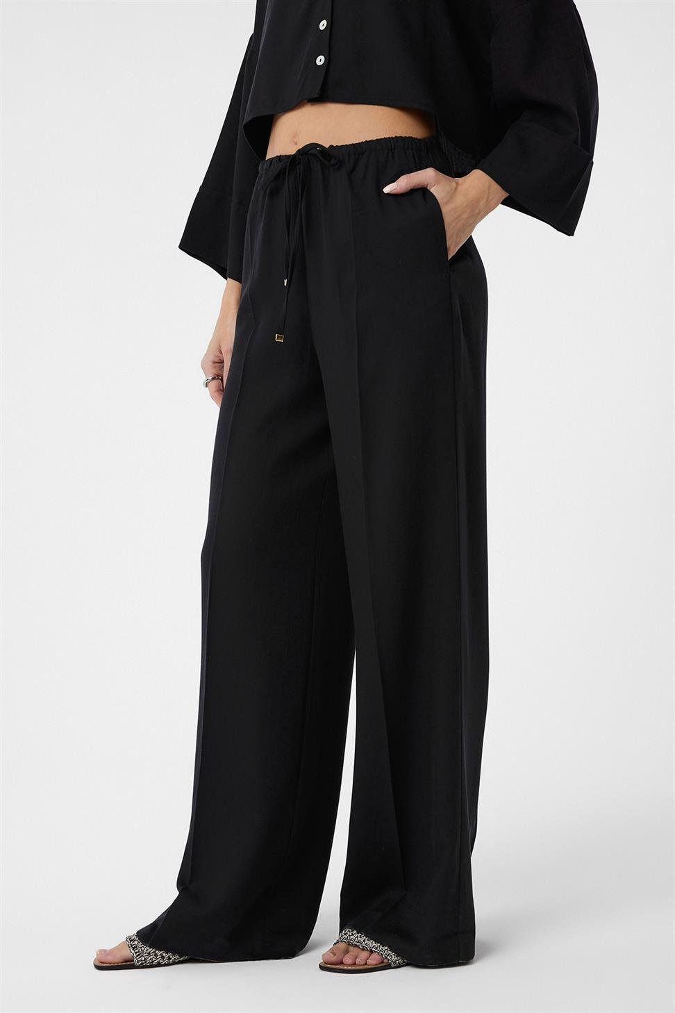 Antioch Siyah Relaxed Kadın Pantolon