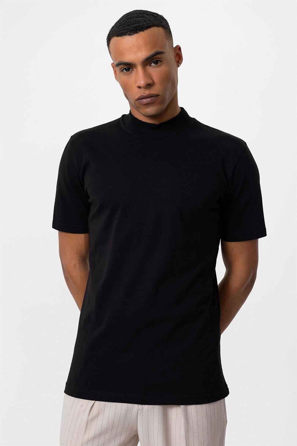 Antioch Siyah Slim Fit Basic T-Shirt