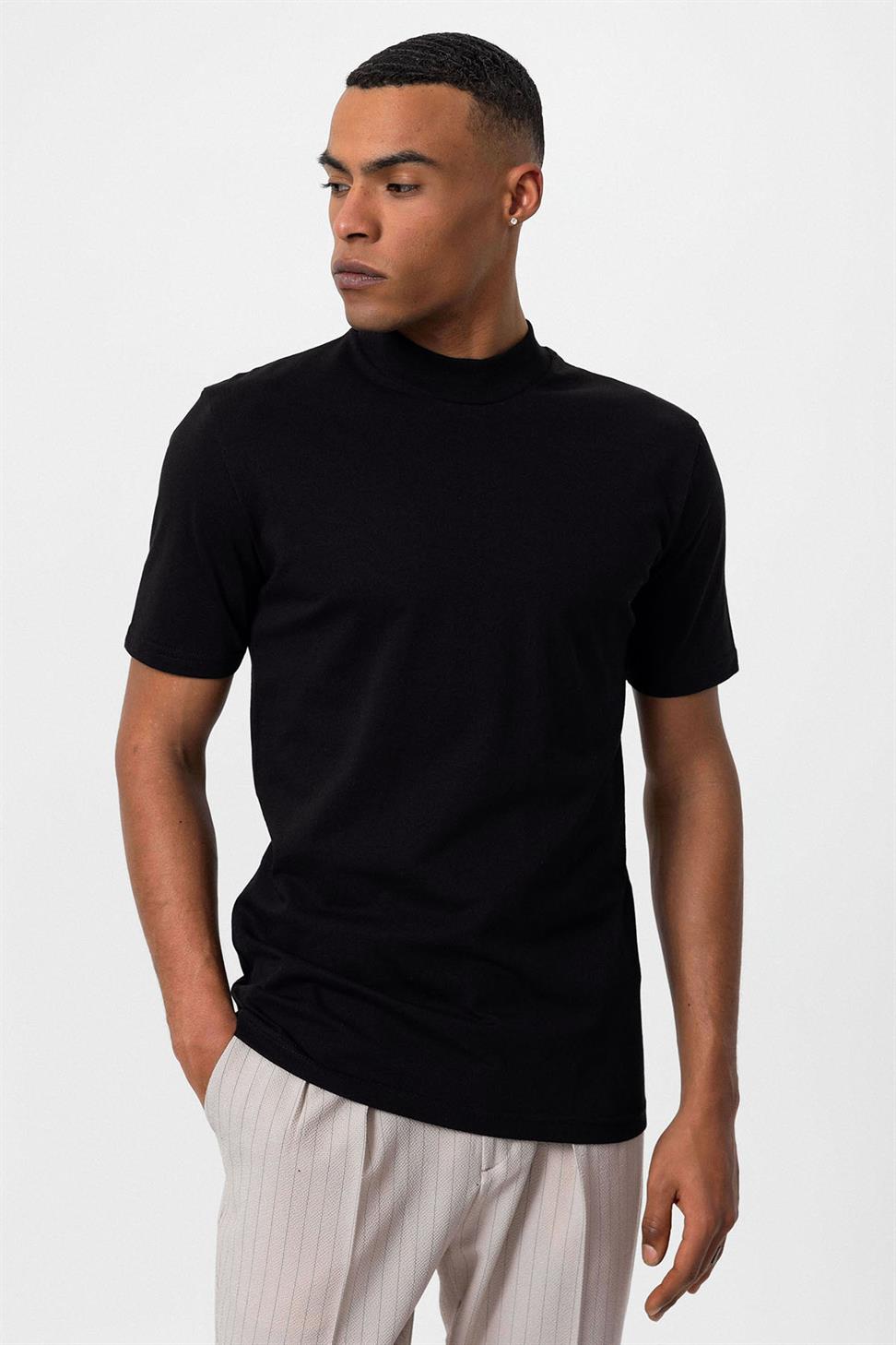 Antioch Siyah Slim Fit Basic T-Shirt