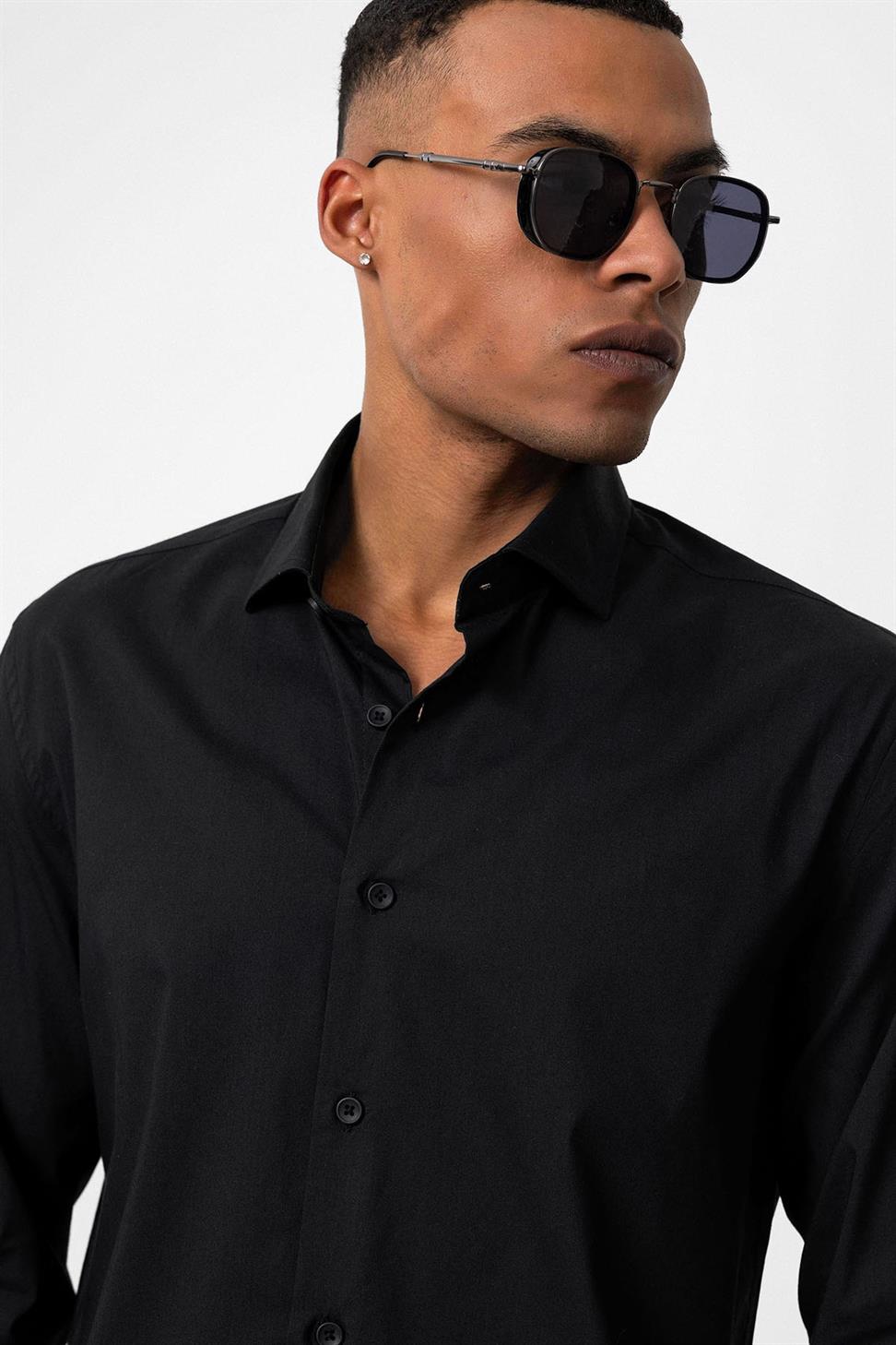 قميص رجالي كلاسيكي بقصة ضيقة كلاسيكية