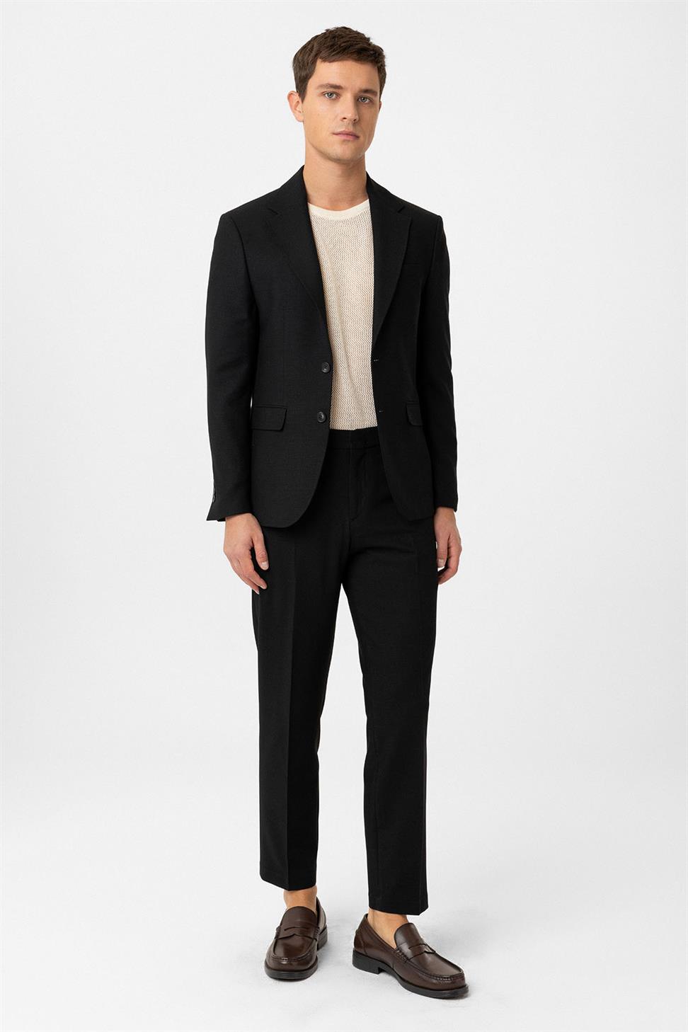 Antioch Siyah Slim Fit Klasik Erkek Takım