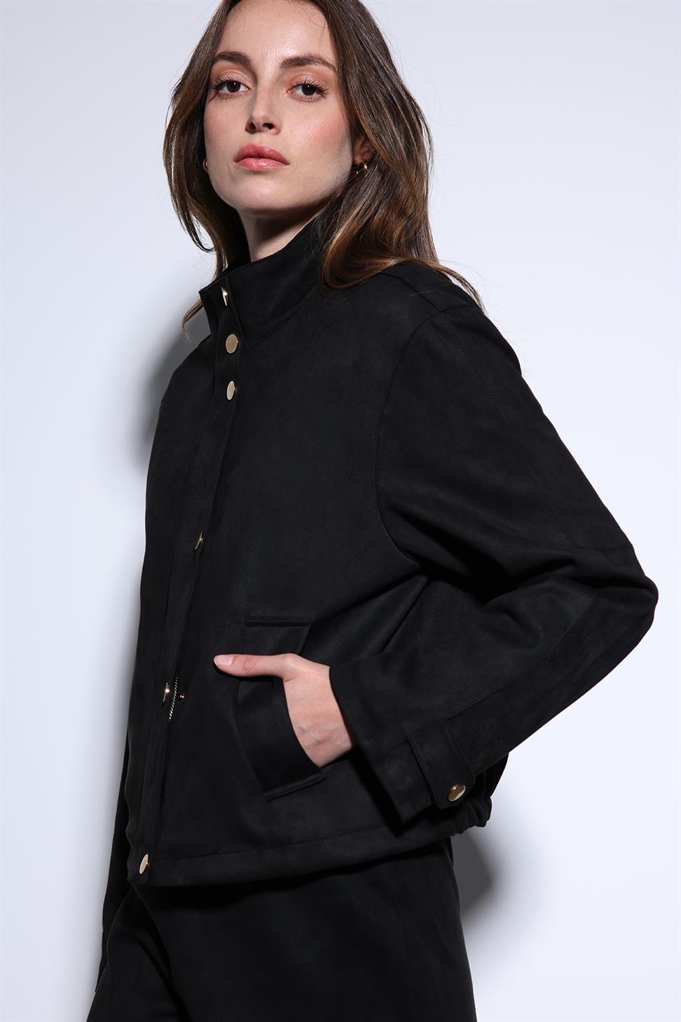 سترة بومبر من الجلد المدبوغ