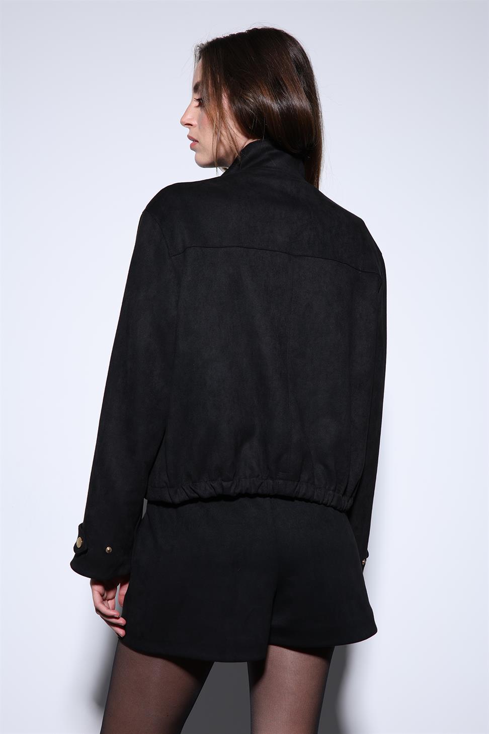 سترة بومبر من الجلد المدبوغ