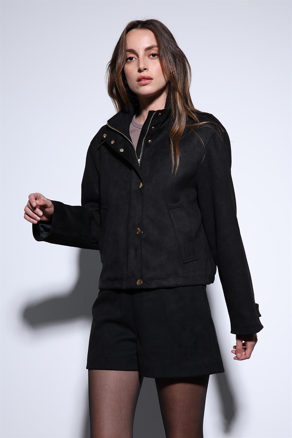 سترة بومبر من الجلد المدبوغ