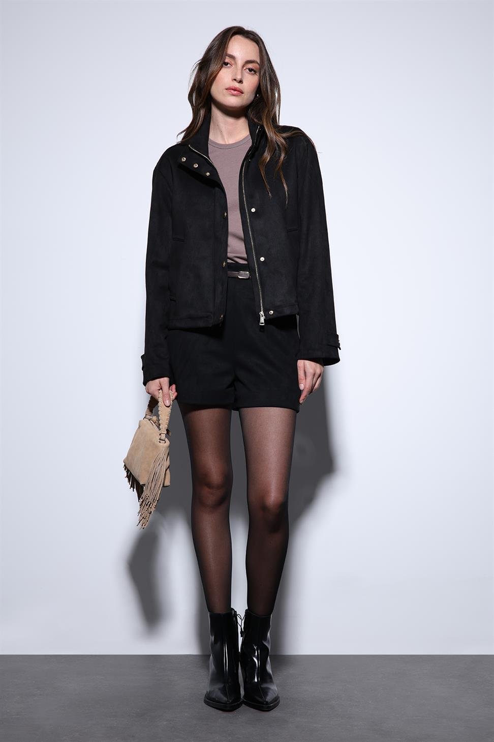 Antioch Siyah Süet Bomber Ceket