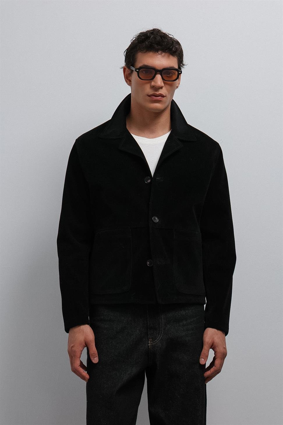 Antioch Siyah Süet Erkek Klasik Ceket