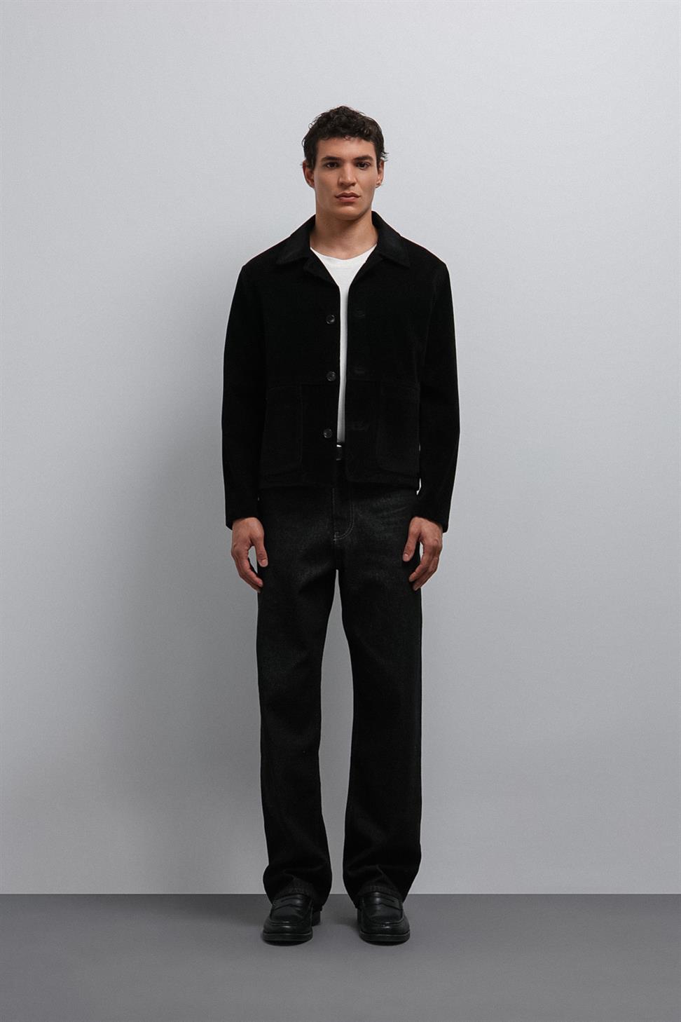 Antioch Siyah Süet Erkek Klasik Ceket