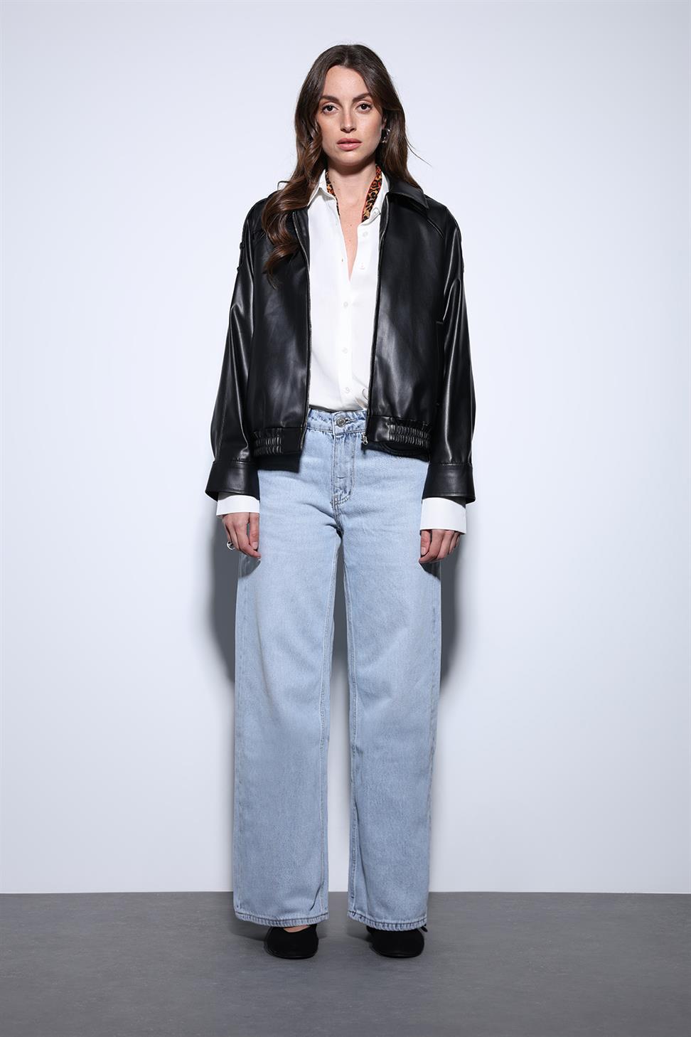 Antioch Siyah Suni Deri Bomber Ceket