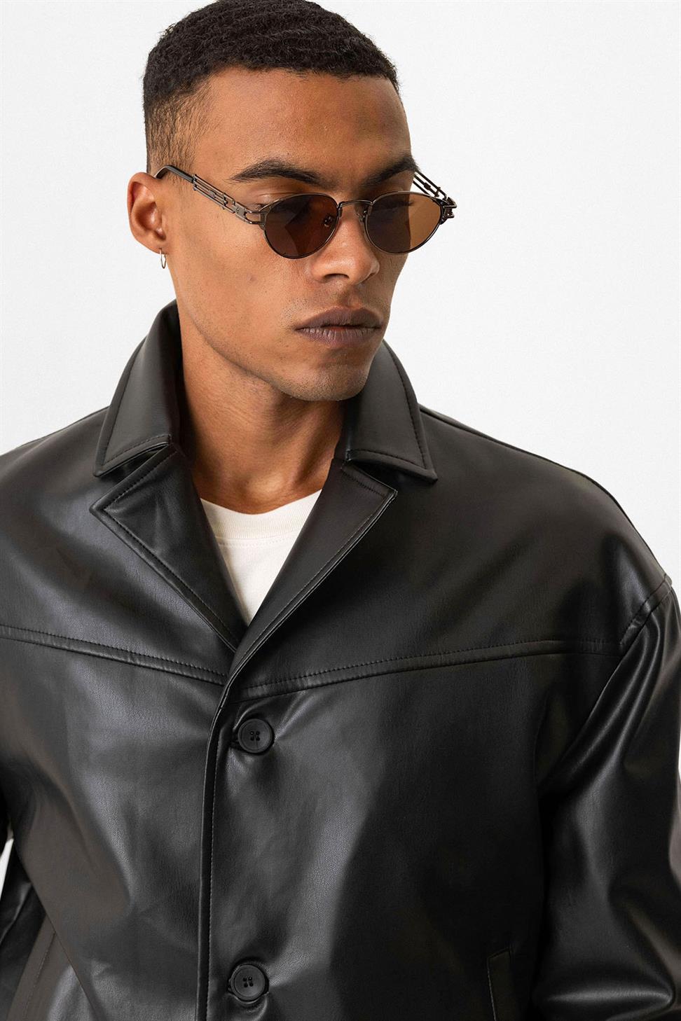 Faux Leather Crop Fit Mens Jacket