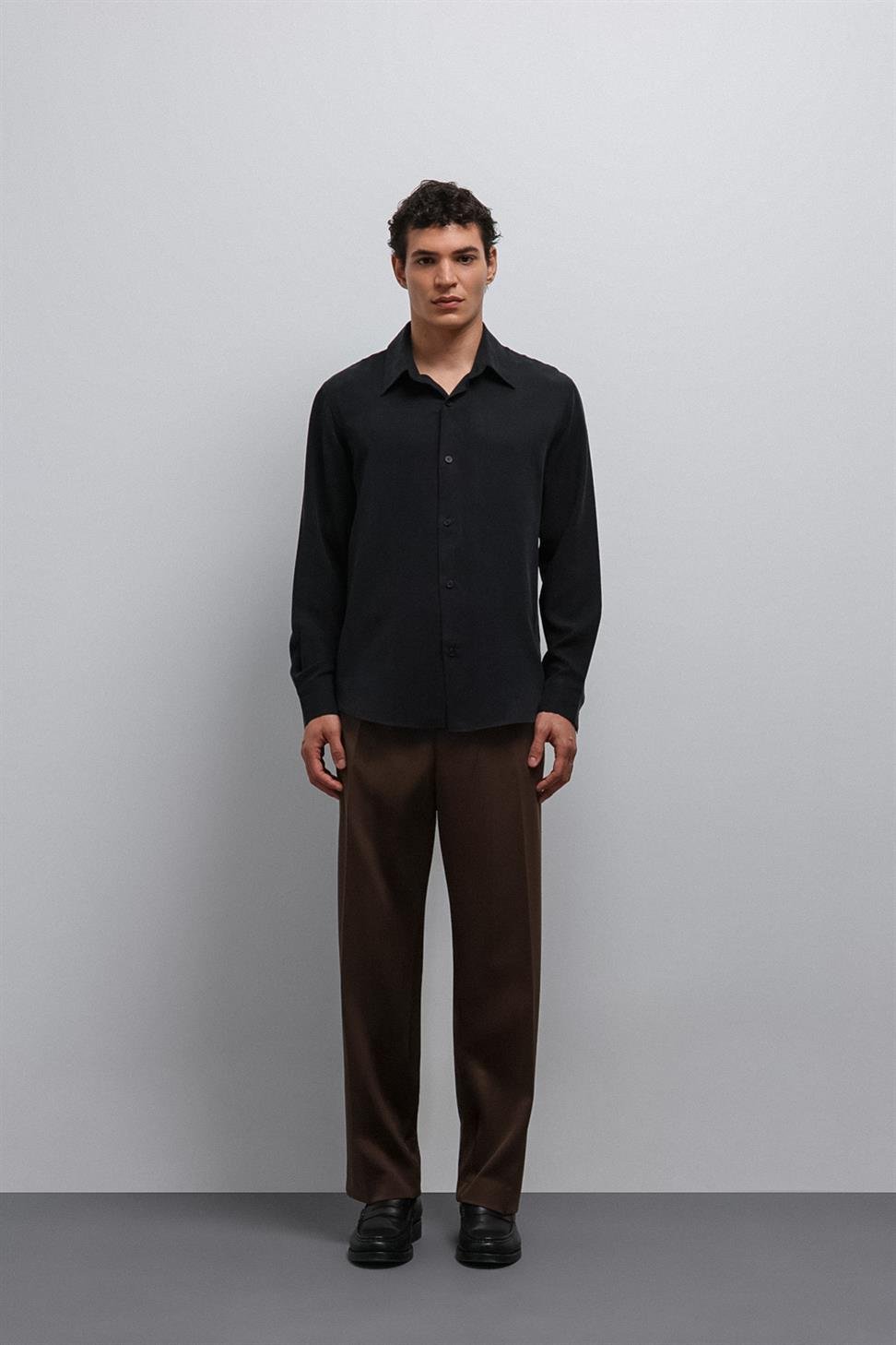 Antioch Siyah Teknik Regular Fit Erkek Gömlek