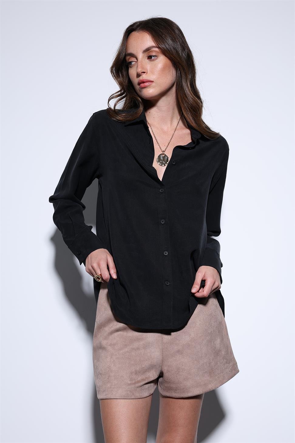 Antioch Siyah Tensel Kadın Gömlek