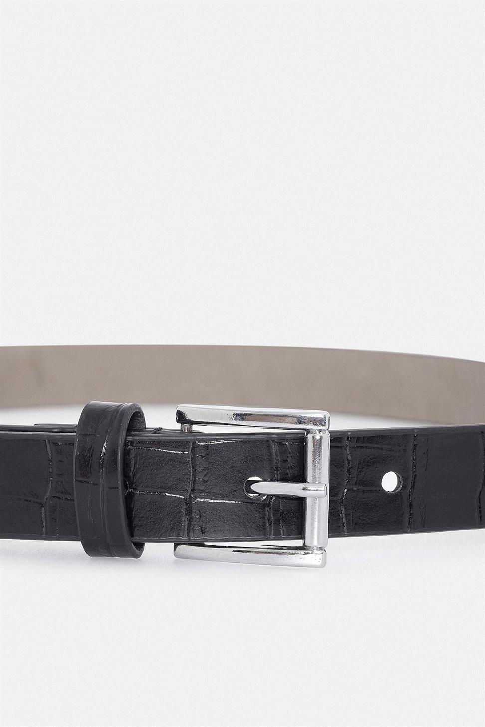 Antioch Siyah Timsah Derisi Görünüm Kadın Kemer