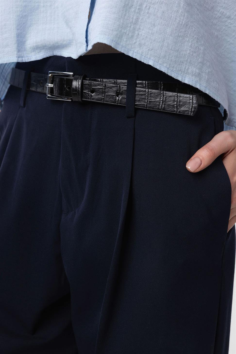 Antioch Siyah Timsah Derisi Görünüm Kadın Kemer