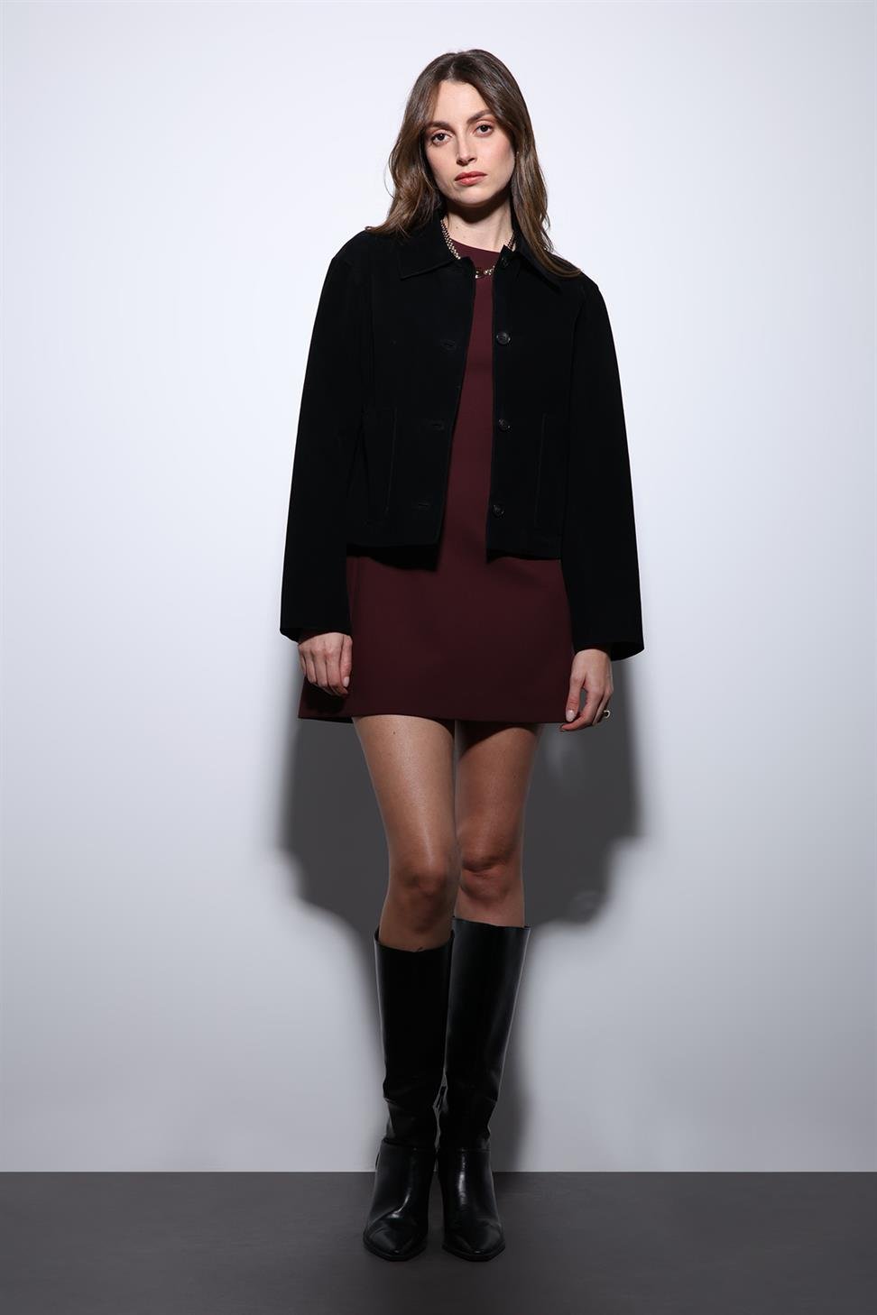 Antioch Siyah Torba Cepli Süet Kadın Ceket