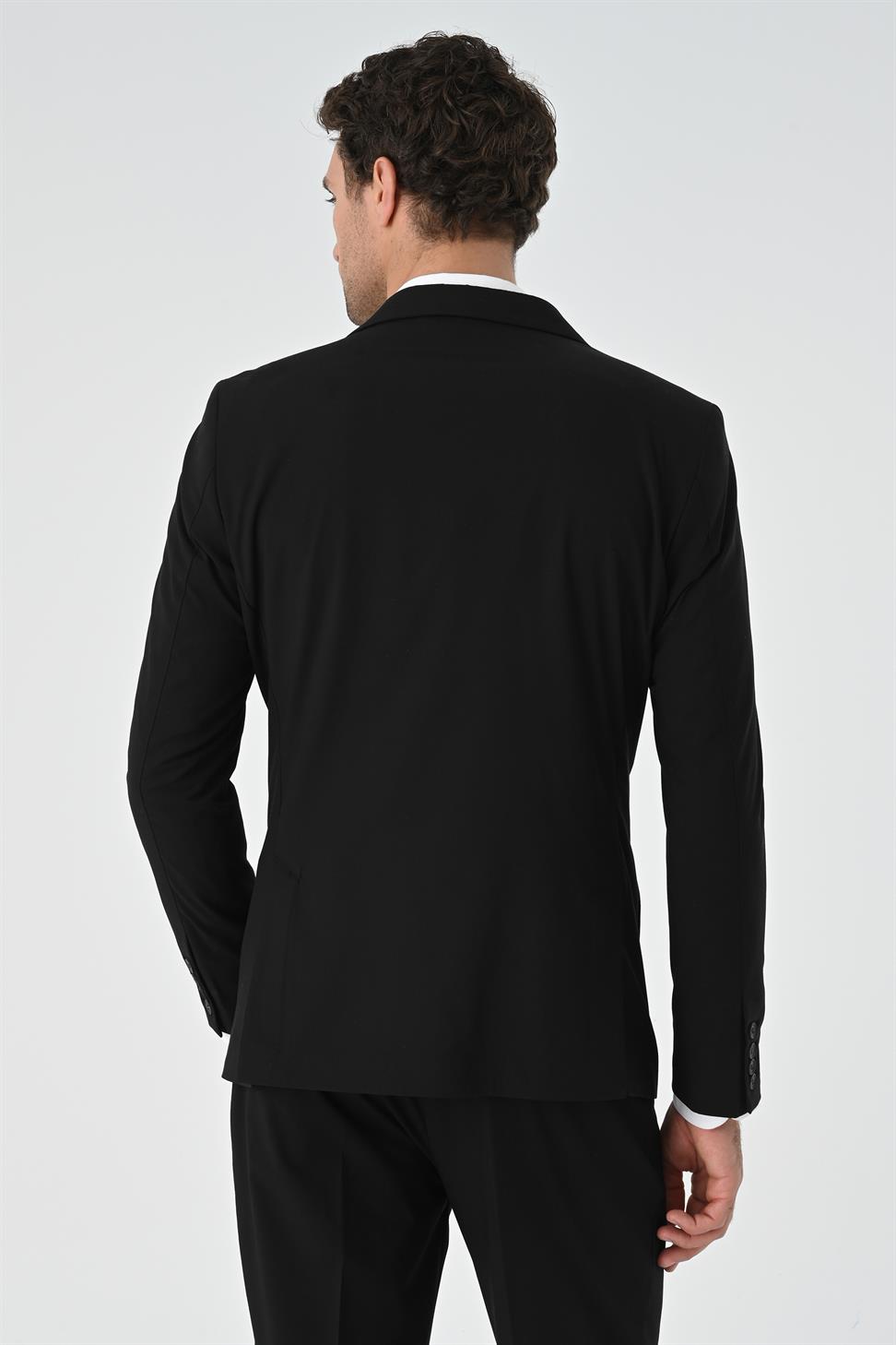 Antioch Siyah Torba Cepli Tek Düğme Erkek Ceket