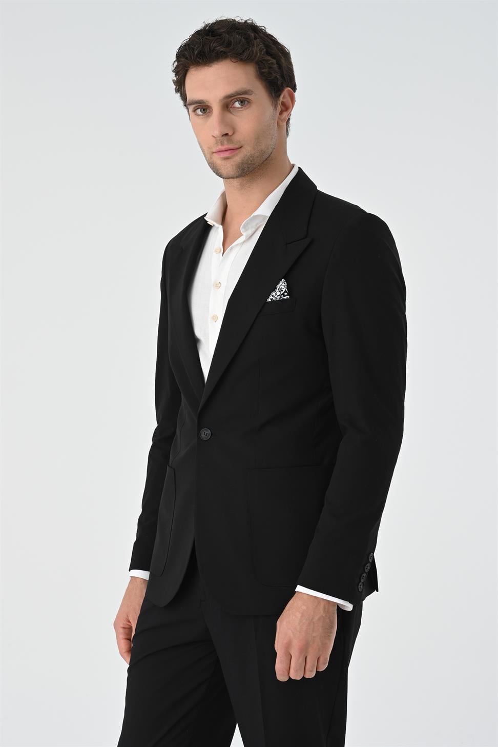 Antioch Siyah Torba Cepli Tek Düğme Erkek Ceket