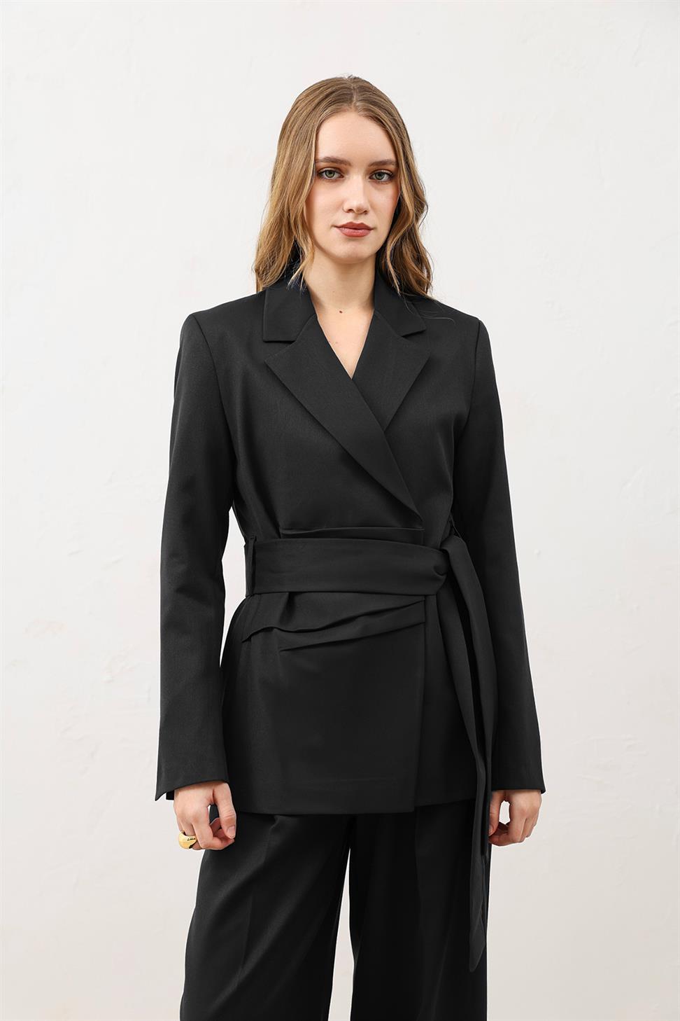 Fitted Belted Womens Blazer Jacket