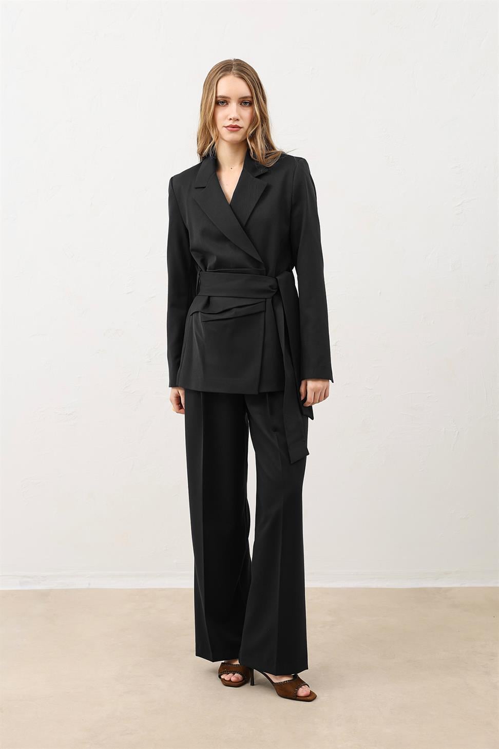Fitted Belted Womens Blazer Jacket