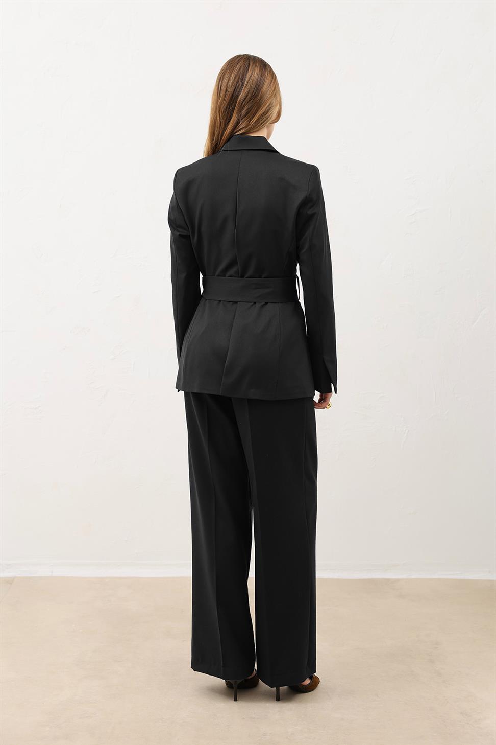 Fitted Belted Womens Blazer Jacket