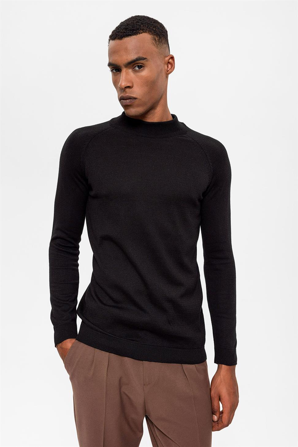 Antioch Siyah Yarım Boğazlı Erkek Triko