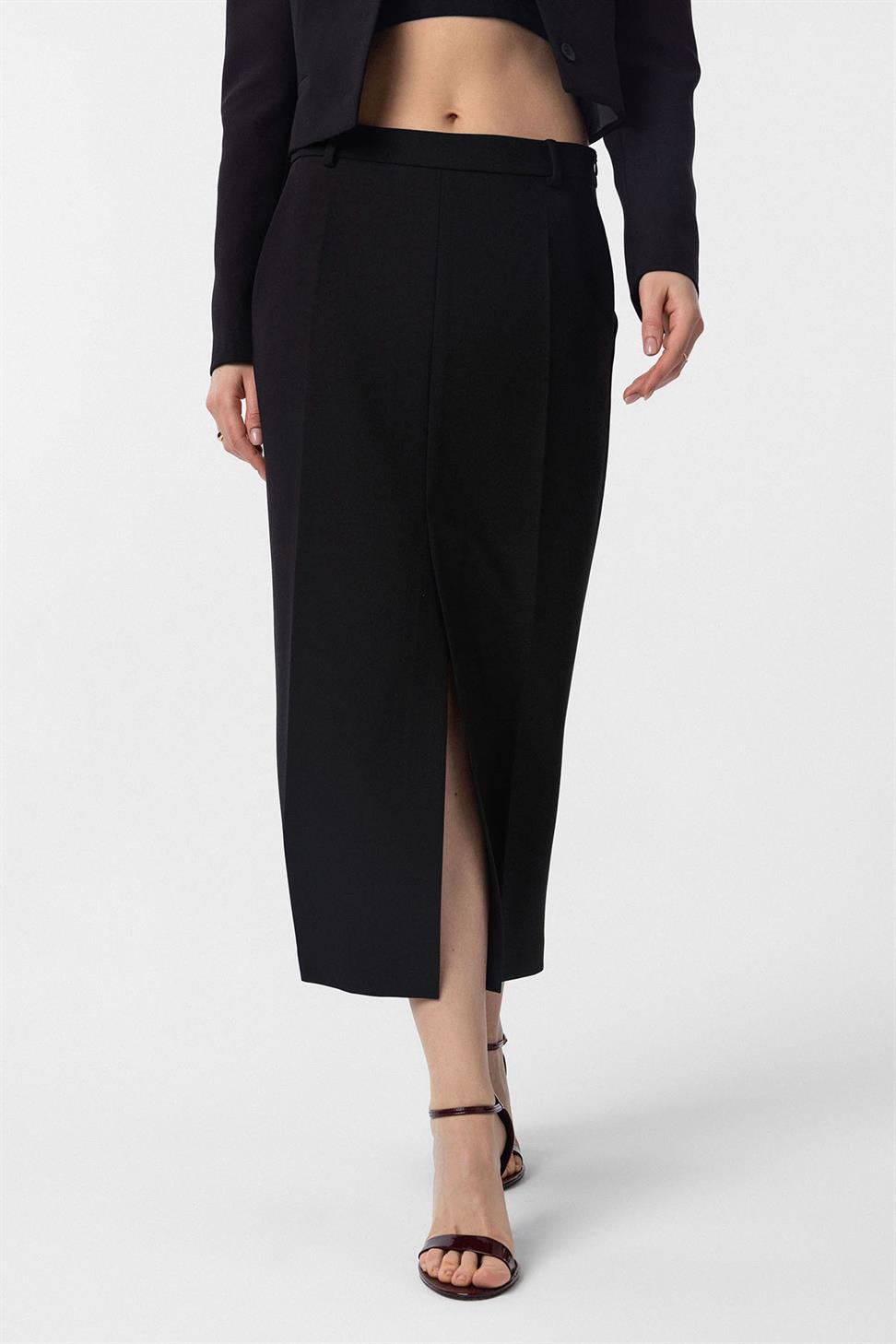 Antioch Siyah Yırtmaçlı Kadın Kalem Etek