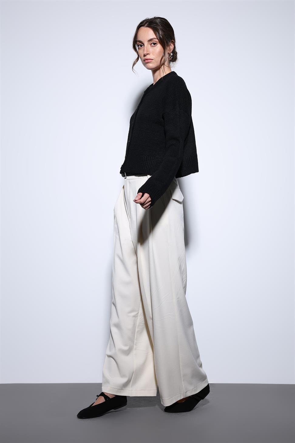 Antioch Siyah Yırtmaçlı Örgü Triko Kadın Kazak