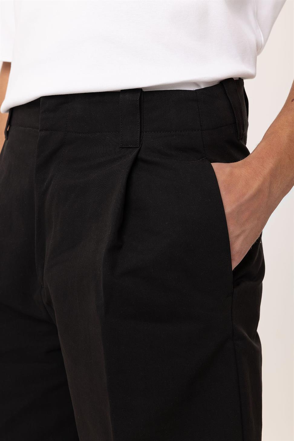 Antioch Siyah Yüksek Bel Pileli Relaxed Bermuda Erkek Şort