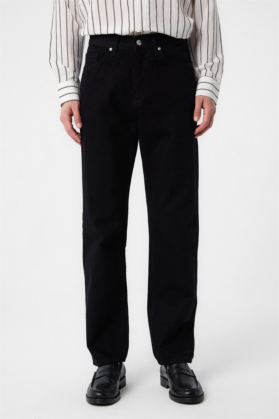 Antioch Siyah Yüksek Bel Regular Fit Erkek Kot Pantolon