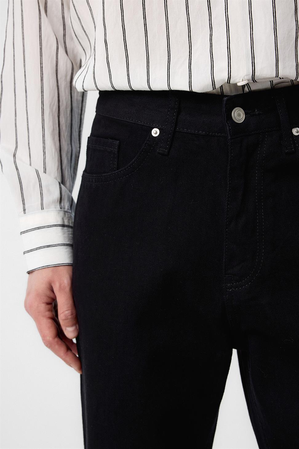 Antioch Siyah Yüksek Bel Regular Fit Erkek Kot Pantolon