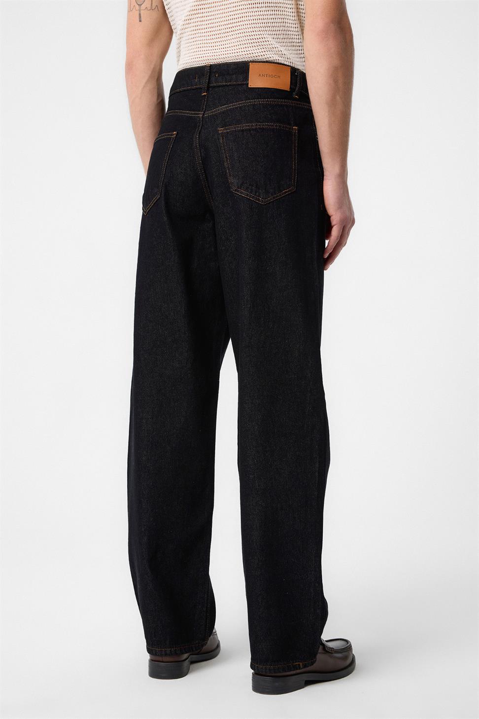 Antioch Siyah Yüksek Bel Relaxed Fit Erkek Kot Pantolon