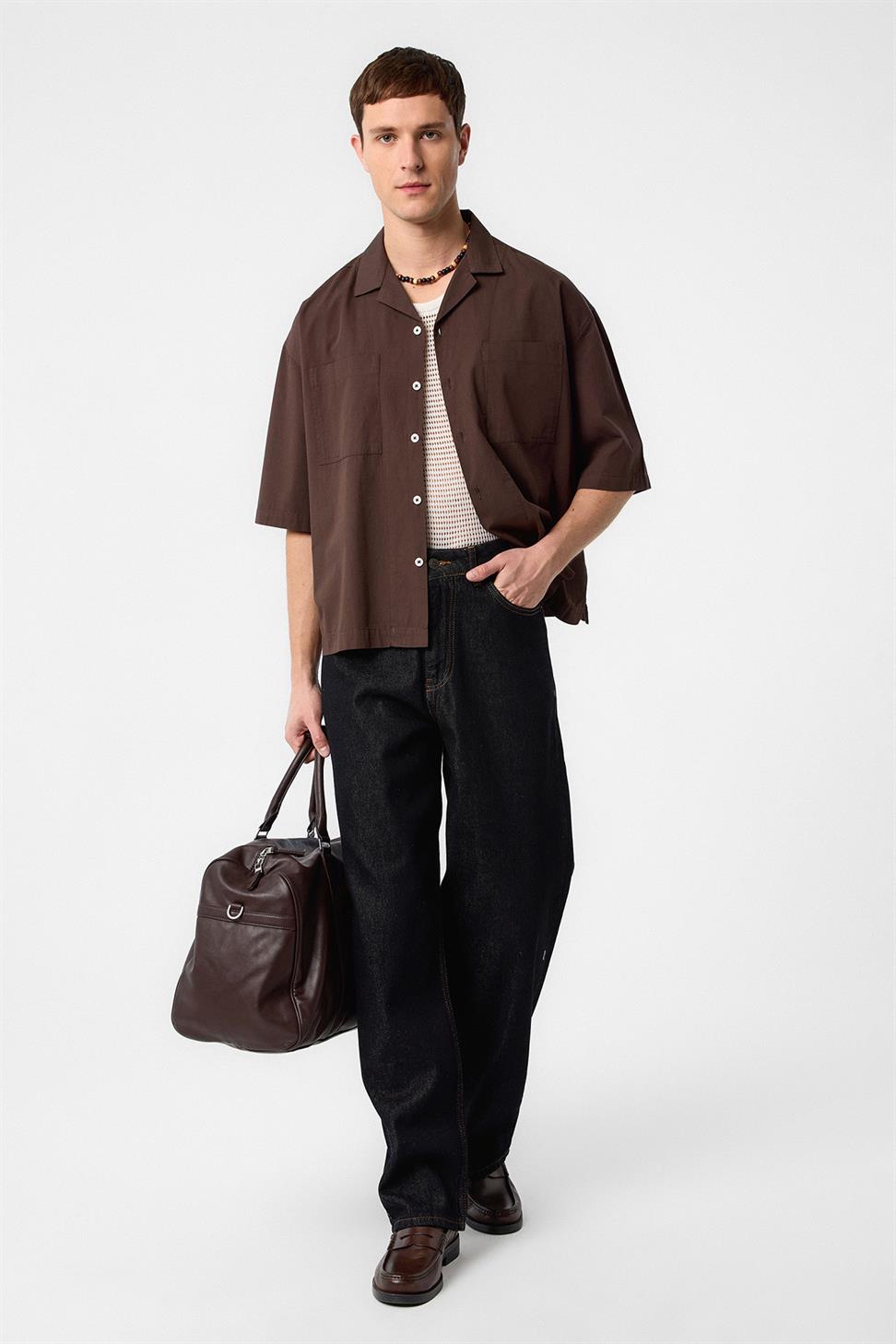 Antioch Siyah Yüksek Bel Relaxed Fit Erkek Kot Pantolon