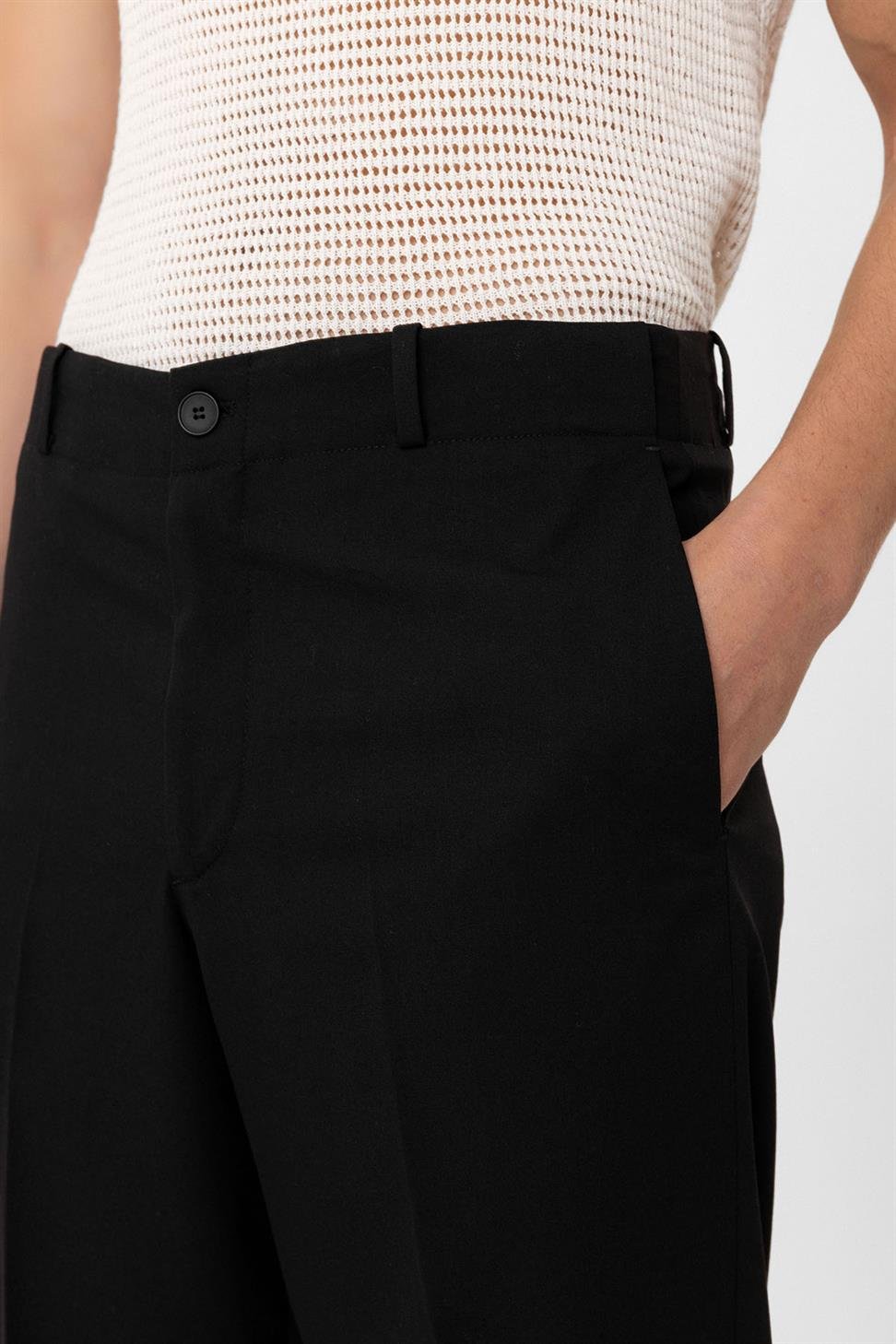 Antioch Siyah Yüksek Bel Straight Fit Erkek Pantolon