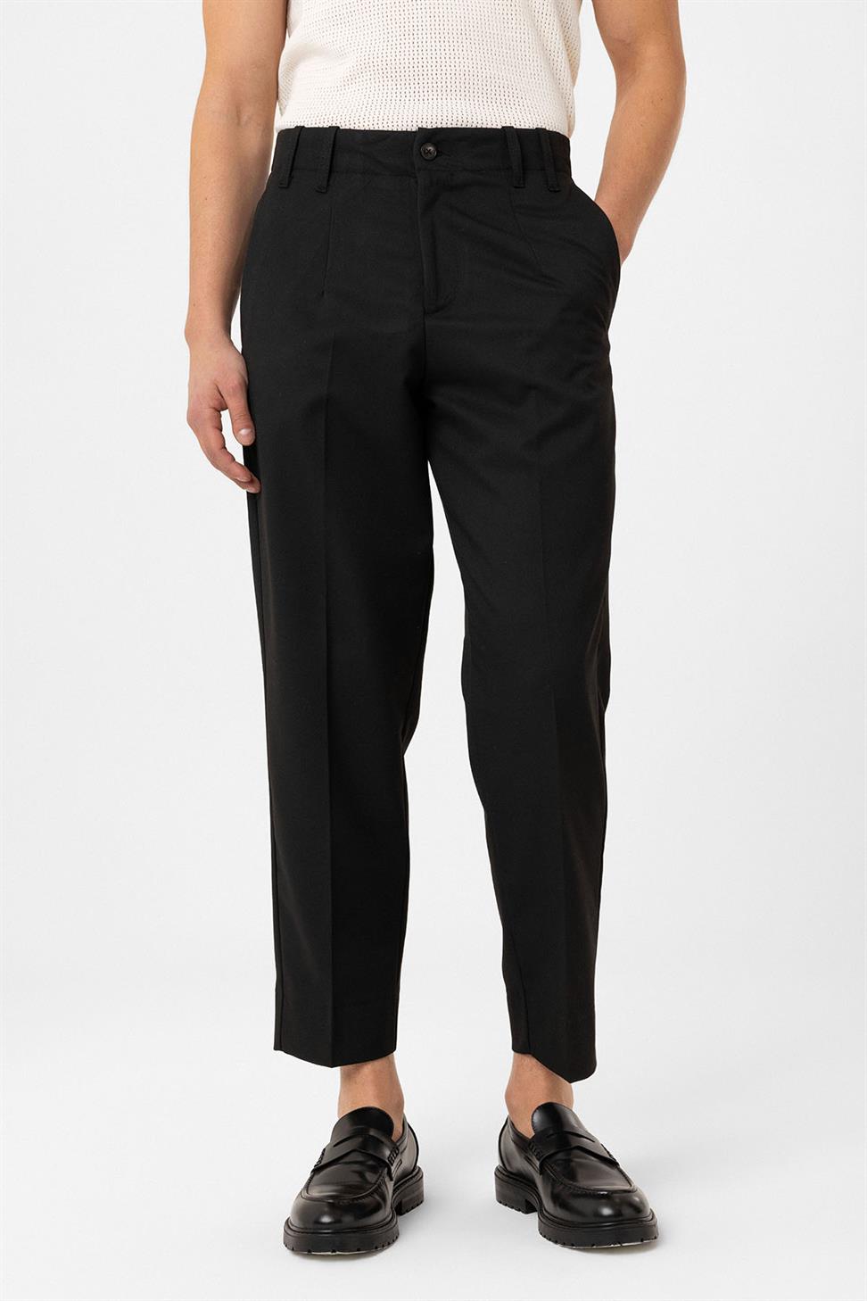 Antioch Siyah Yüksek Bel Straight Fit Erkek Pantolon